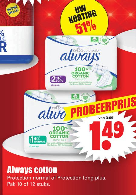 Always Maandverband Inlegkruisjes Folder Aanbieding Bij Dirk Details