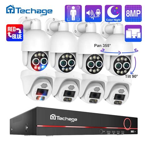 Techage H Mp Ch Poe Security Camera Set Smart Ai Human Detected