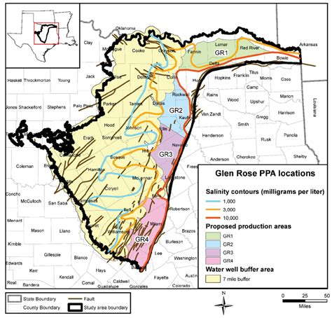 Northern Trinity Aquifer potential production areas in the Glen Rose ...