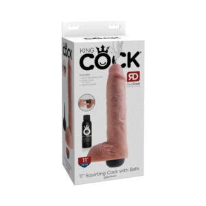 King Cock 11in Squirting Dildo W Balls Beige Pipedream Satisfaction