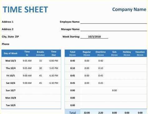 Free Excel Biweekly Timesheet Template Of Time Sheet ...