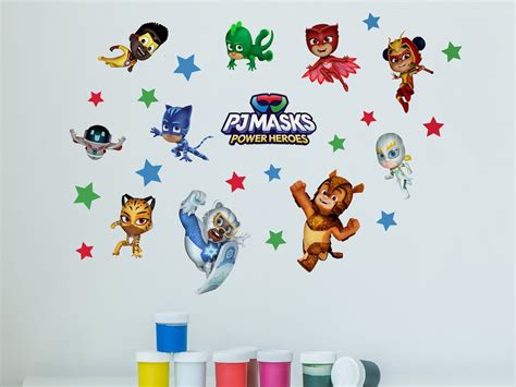 Power Heros Wall Sticker Pack Pj Masks Wall Sticker Pj Masks Wall