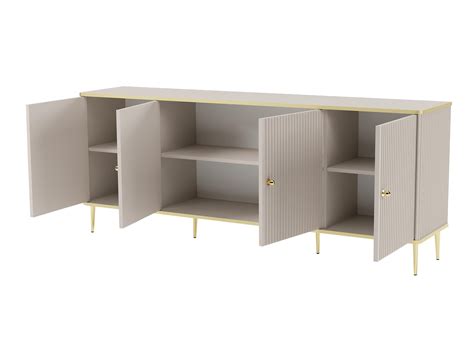 Credenza Con 4 Ante In MDF E Acciaio Beige E Dorato SINEAD