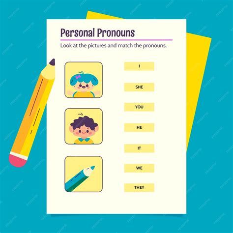 Premium Vector Hand Drawn Pronouns Worksheet Illustration