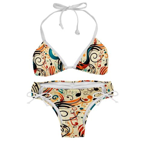 Note Detachable Sponge Adjustable Strap Bikini Set Two Pack Beach