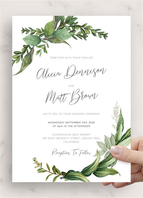 Download Printable Green Floral Wedding Invitation Suite PDF