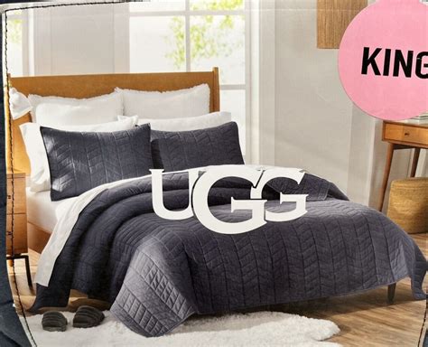 Ugg Dawn 3 Pc King Size Bedroom Quilt Set Ocean Blue So Soft Cotton