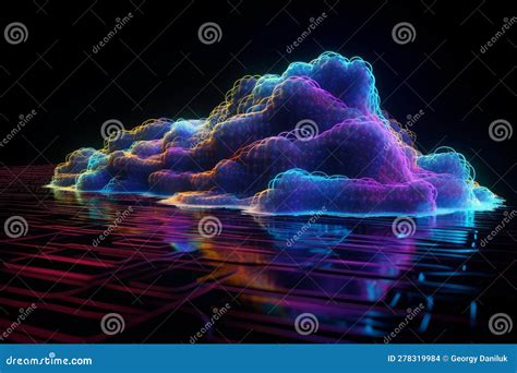 Revolutionizing Data Usage Neon Cloud Computing In 3d Stock