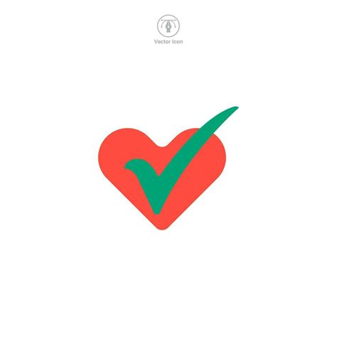 Check Mark With Heart Icon Symbol Vector Illustration Isolated On White