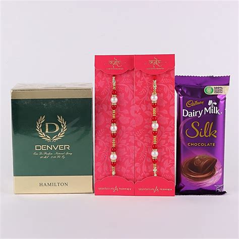 Buy Send White N Red Pearl Rakhi Chocolate Mp824 Online FNP