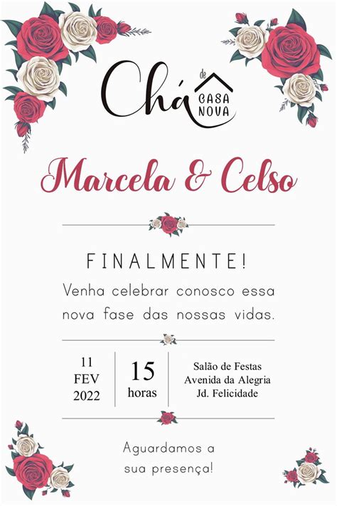 Convite Chá Bar Casa Nova Open House Noivado Casamento