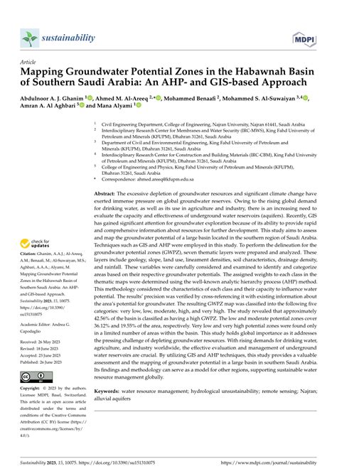 PDF Mapping Groundwater Potential Zones In The Habawnah Basin Of