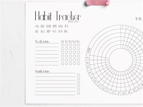 Minimalist Habit Tracker Circle Habit Tracker Undated Daily Habit