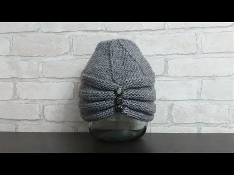 Шапка-Чалма спицами 🧶💙/Краткое описание/ - YouTube