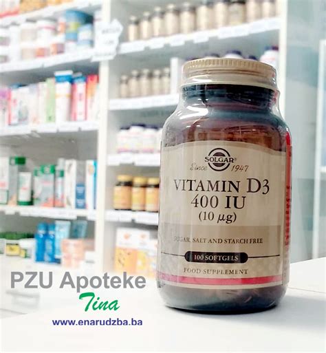 Vitamin D 400 Ij A 100 Softgel Kapsule Solgar Enarudžba