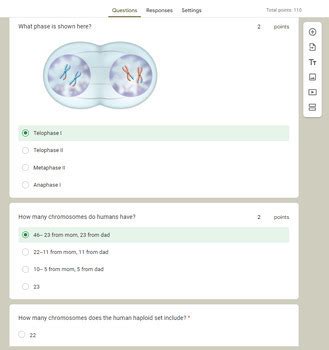 Sexual Reproduction And Genetics Unit Test HS Biology Google Form