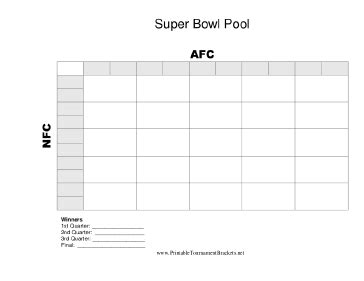 Printable 25 Square Super Bowl Grid