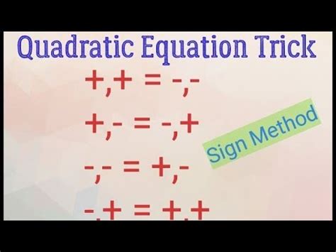 Quadratic Equation Tricks YouTube