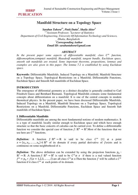 (PDF) Manifold Structure on a Topology Space