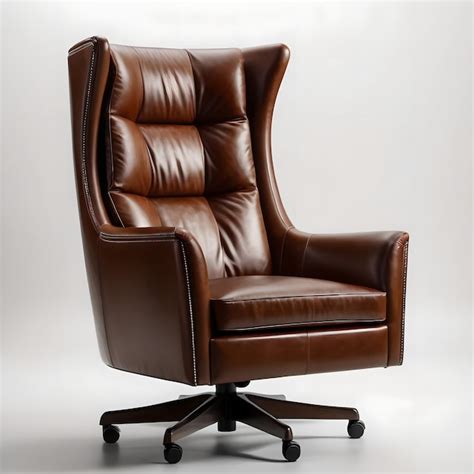 Premium Photo | Brown leather office chair with wheels