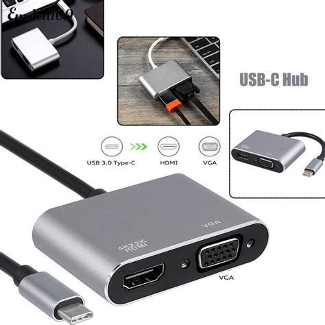 EMDEN100 Universal Usb 3 1 Type C Sang Vga Hdmi Bộ Chuyển Đổi Cáp 4K