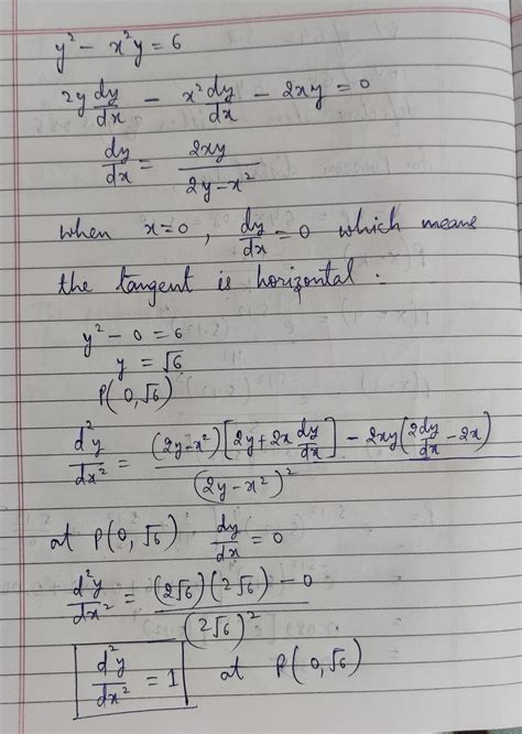 Solved Consider The Curve Defined By Y2 X2y6 For Y0 Show That