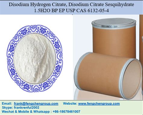 Disodium Hydrogen Citrate Disodium Citrate Sesquihydrate H O Bp Ep