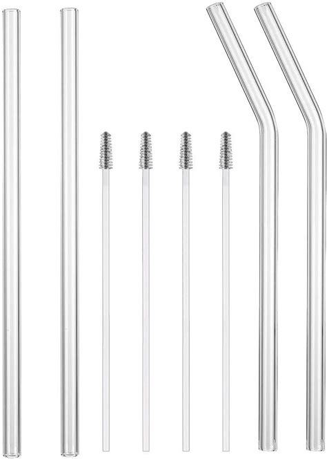 Reusable Glass Straws 8 In 1 Set Eco Friendly Borosilicate Glass Straws