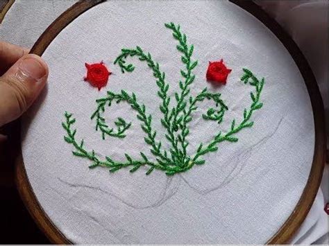 Hand Embroidery : Flower Embroidery: Feather Stitch & Bullion Stitch ...