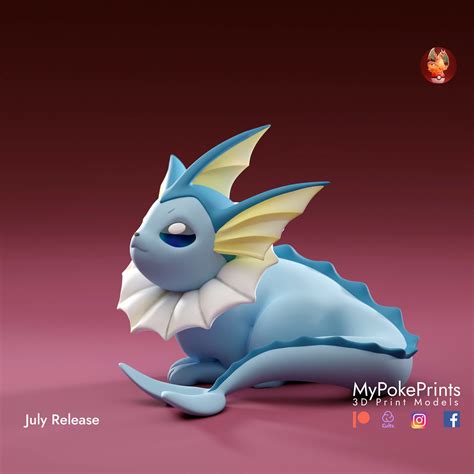 Vaporeon 3d Printed Model Figurine Painted White 3d Etsy