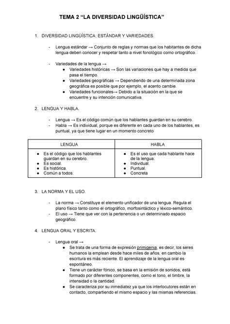 Tema 2 La Diversidad Linguistica Tema 2 “la Diversidad LingÜÍstica” 1 Diversidad