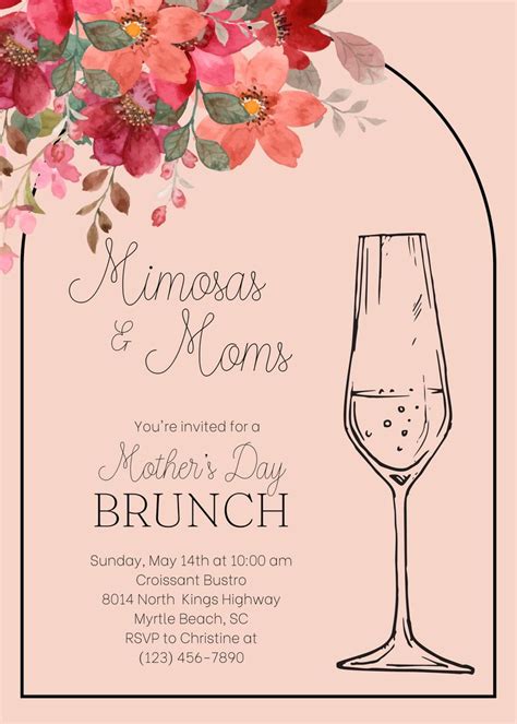 Mother S Day Brunch Invitation Template Celebrate Mom Editable Floral Invitation Etsy