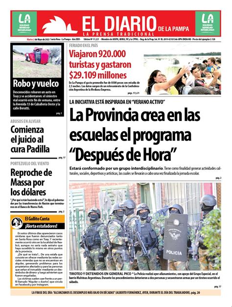 Tapa De El Diario En Papel Martes 02 De Mayo De 2023 El Diario De La