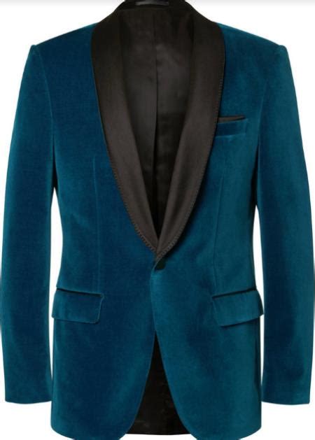 Teal Tuxedo Velvet Dinner Jacket Mens Velvet Blazer