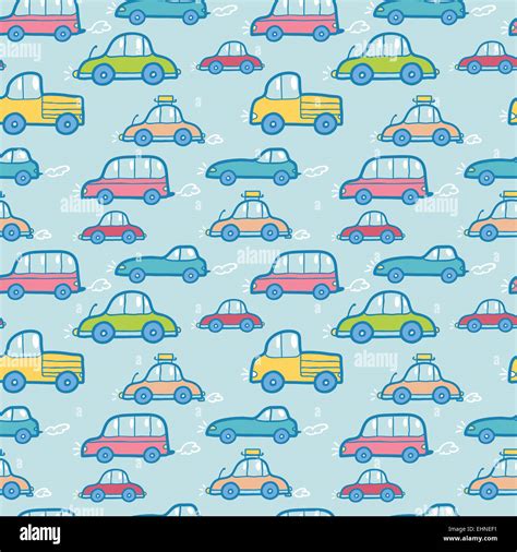 Colorful cartoon cars seamless pattern background Stock Photo - Alamy