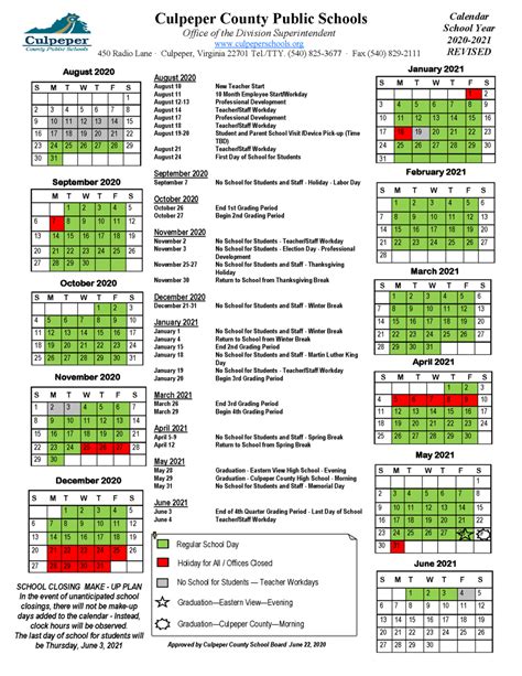 Culpeper County School Board agrees to revised '20-21 schedule ...