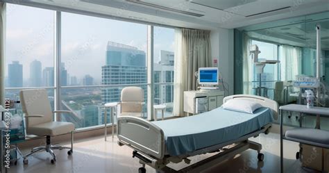 Exclusive Comfort Empty Private Hospital Room Interior Clean Hospital