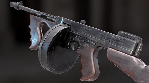 D Model Low Poly Thompson Submachine Gun Cgtrader