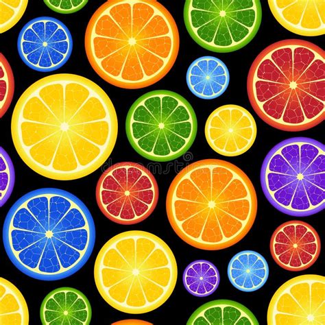 Vector Seamless Background With Citrus Fruits Stock Vector