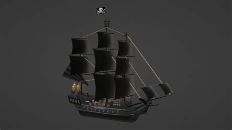 3d Model Pirate Ship Vr Ar Low Poly Cgtrader