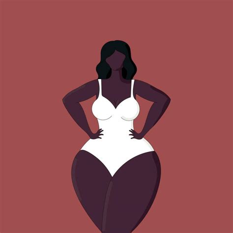 Abstract Faceless Curvy Female In A White Swimsuit Body Positive And