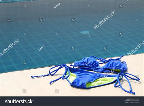 Set Beach Clothes Blue Yellow Bikini Stock Photo 586560203 Shutterstock