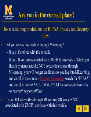 Fillable Online Med Umich Hipaa Learning Module Basic University Of