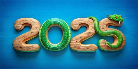 Premium Photo 2025 New Year Of The Wood Snake Green Snake On A Blue