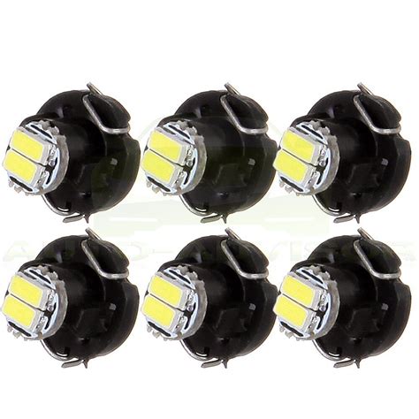 6Pcs 12V White T3 Neo Wedge 2SMD LED Dash Switch A C Climate Control