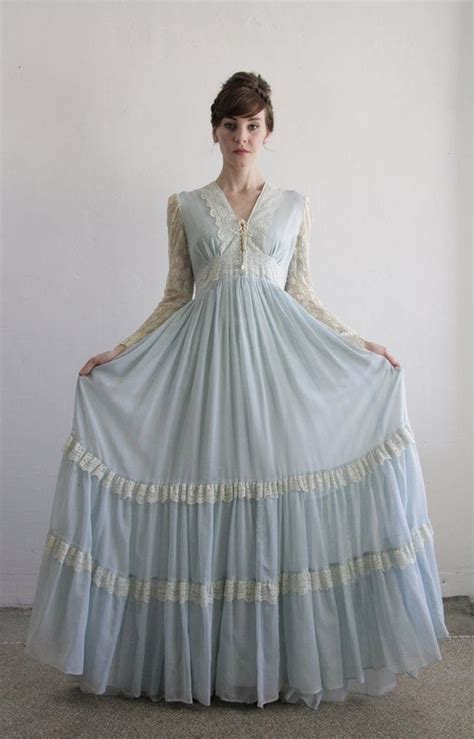 RESERVED Vintage Gunne Sax Dress Baby Blue 1960s Boho