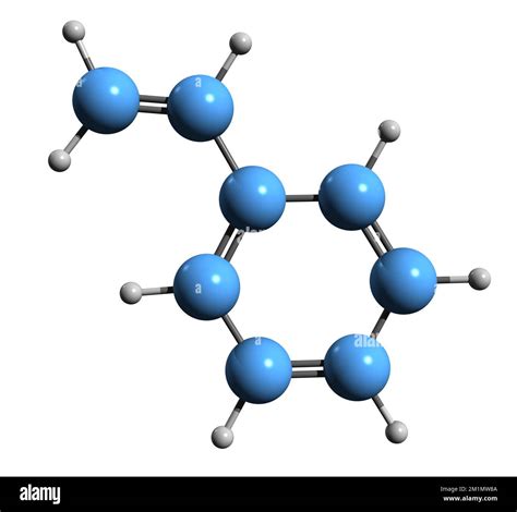 3D Image Of Styrene Skeletal Formula Molecular Chemical Structure Of