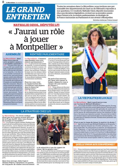 Interview De Rentr E Dans La Marseillaise Nathalie Oziol