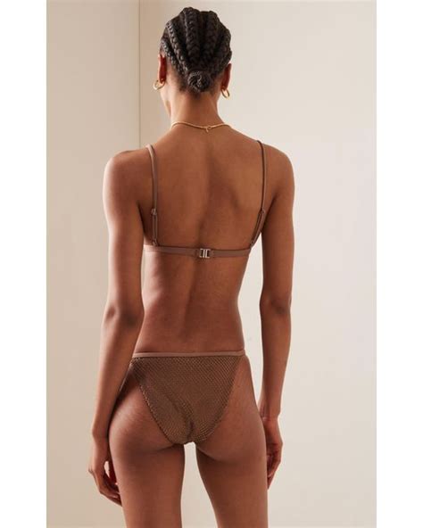 Simkhai Adalia Crystal Embellished Bikini Bottoms In Brown Lyst