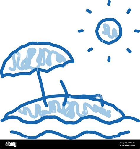 Island With Palm Trees And Sun Doodle Icon Hand Drawn Illustration